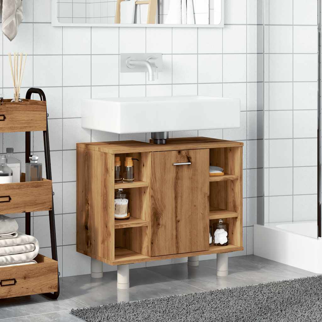 Badkamerkast 60x32x53,5 cm bewerkt hout artisanaal eikenkleur is nu te koop bij PeponiXL, paradijselijk wonen!