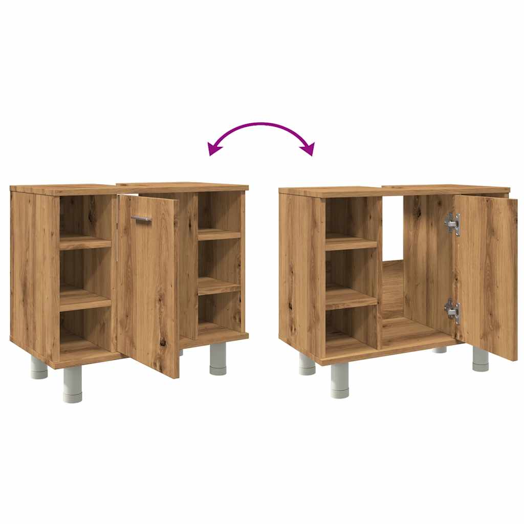 Badkamerkast 60x32x53,5 cm bewerkt hout artisanaal eikenkleur is nu te koop bij PeponiXL, paradijselijk wonen!