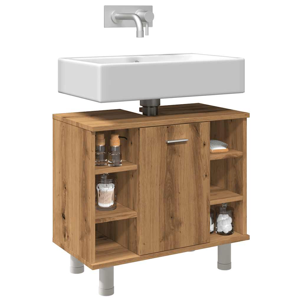 Badkamerkast 60x32x53,5 cm bewerkt hout artisanaal eikenkleur is nu te koop bij PeponiXL, paradijselijk wonen!
