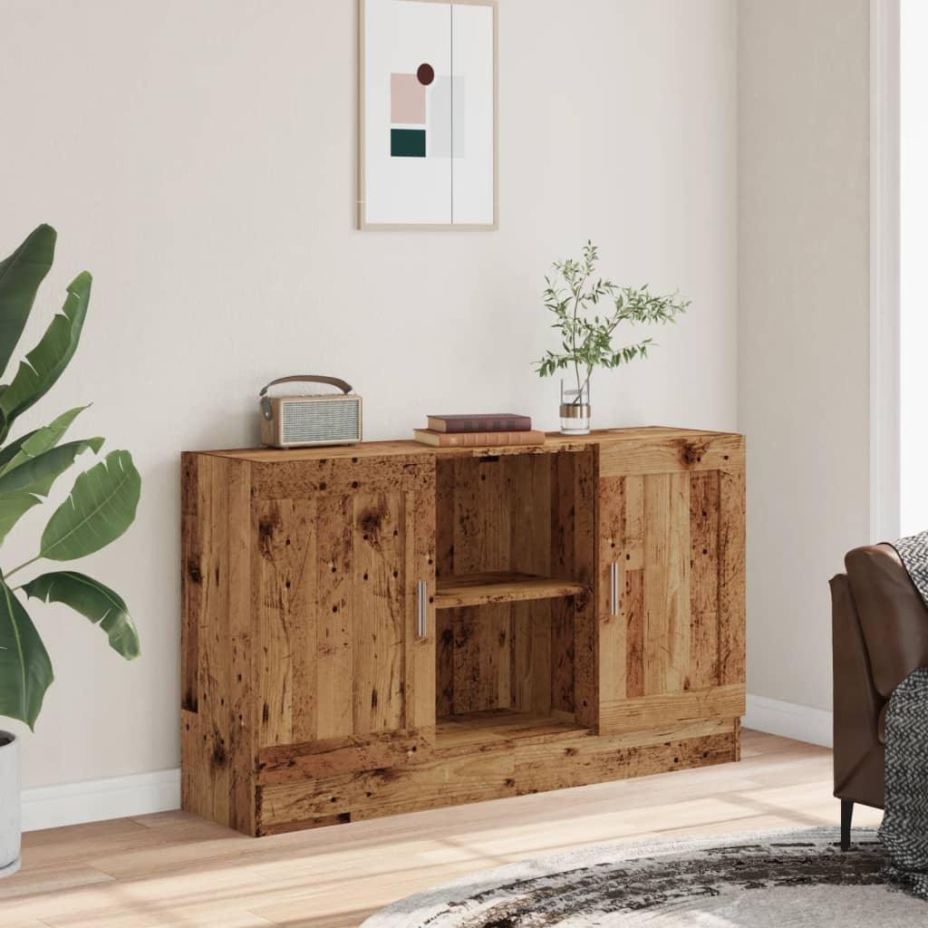 Dressoir 120x30,5x70 cm bewerkt hout oud houtkleurig is nu te koop bij PeponiXL, paradijselijk wonen!