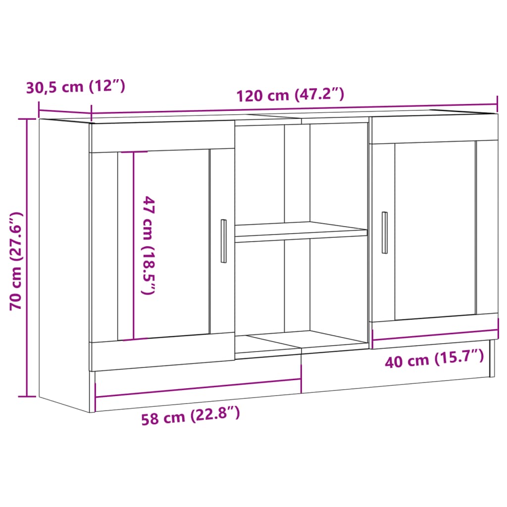Dressoir 120x30,5x70 cm bewerkt hout oud houtkleurig is nu te koop bij PeponiXL, paradijselijk wonen!