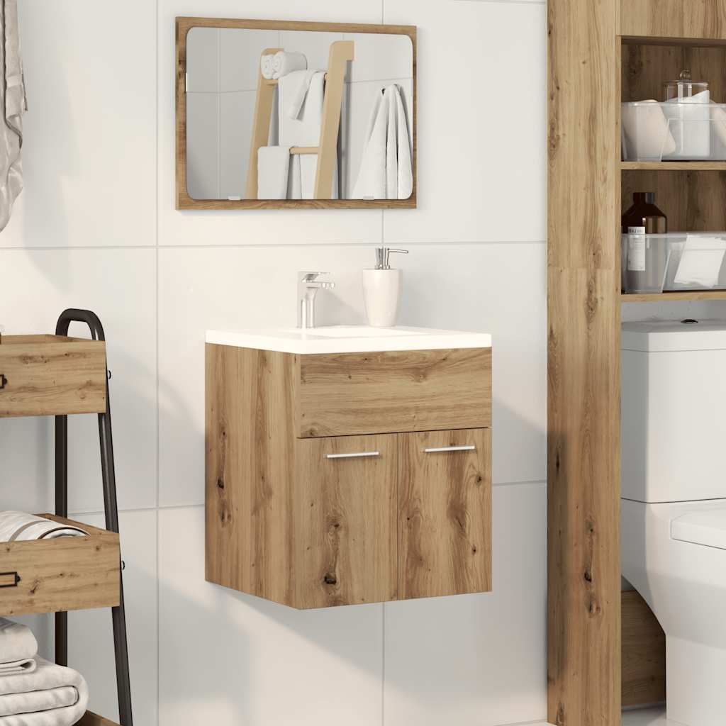 Wastafelkast 41x38,5x46 cm bewerkt hout artisanaal eikenkleur is nu te koop bij PeponiXL, paradijselijk wonen!