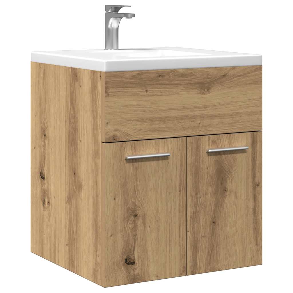 Wastafelkast 41x38,5x46 cm bewerkt hout artisanaal eikenkleur is nu te koop bij PeponiXL, paradijselijk wonen!