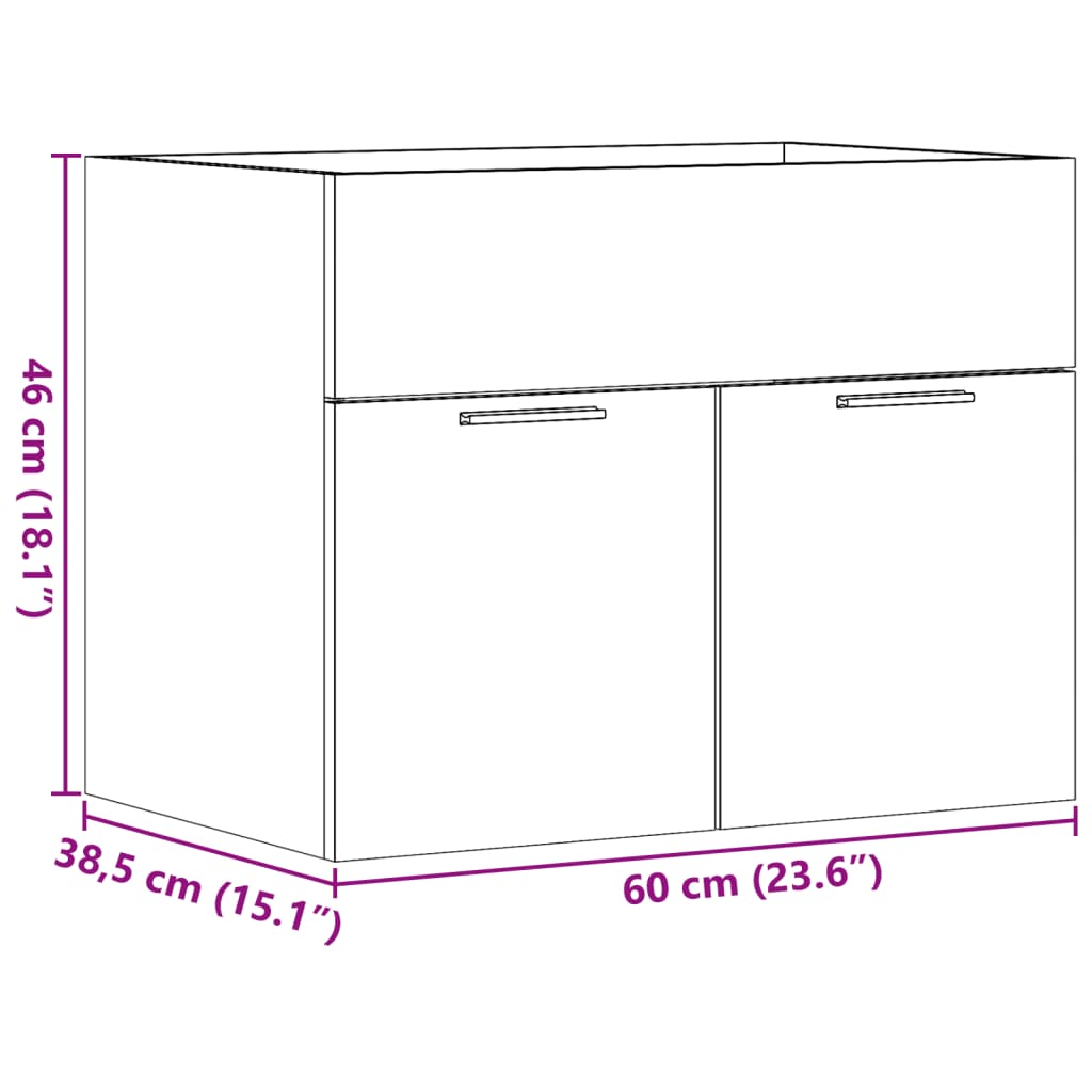 Wastafelkast 60x38,5x46 cm spaanplaat sonoma eikenkleurig is nu te koop bij PeponiXL, paradijselijk wonen!