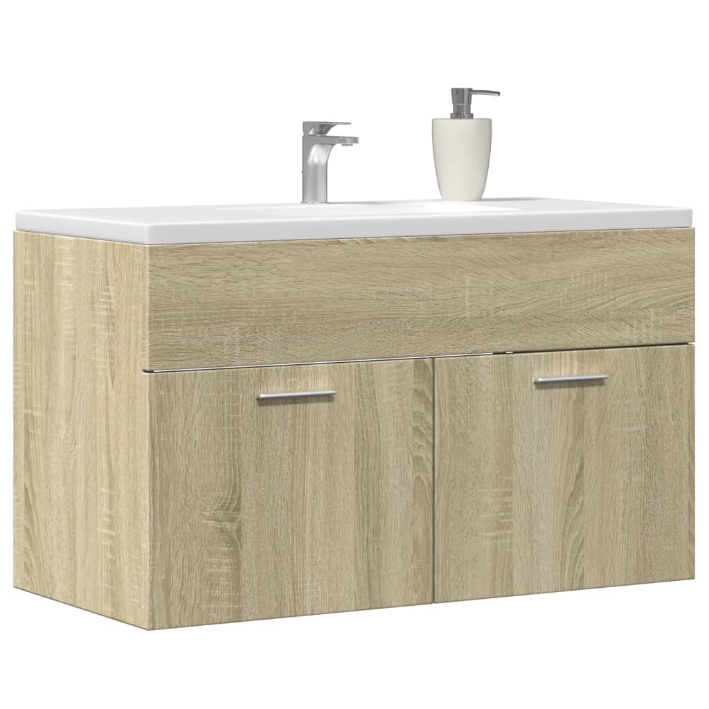 Wastafelkast 80x38,5x46 cm spaanplaat sonoma eikenkleurig is nu te koop bij PeponiXL, paradijselijk wonen!