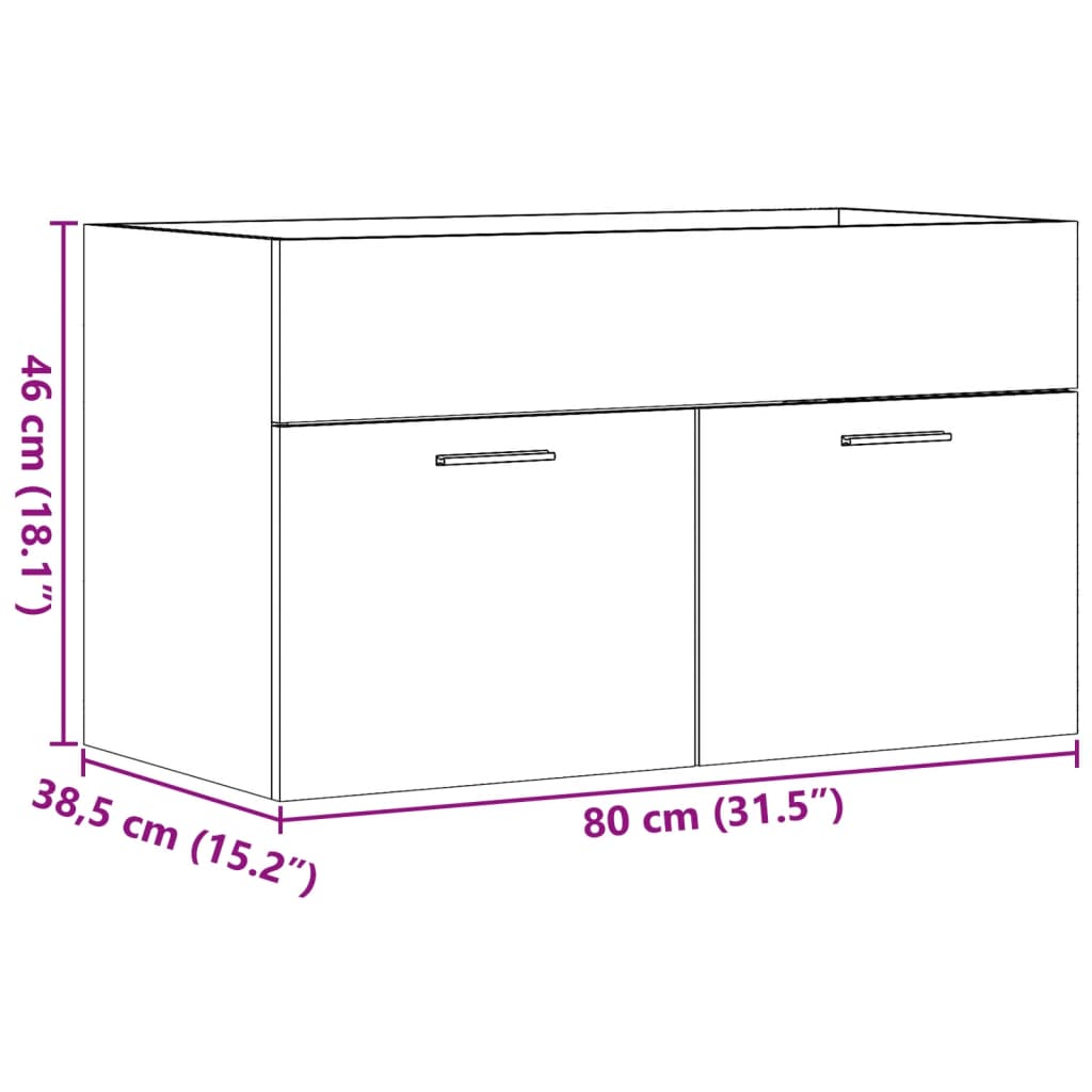 Wastafelkast 80x38,5x46 cm spaanplaat sonoma eikenkleurig is nu te koop bij PeponiXL, paradijselijk wonen!