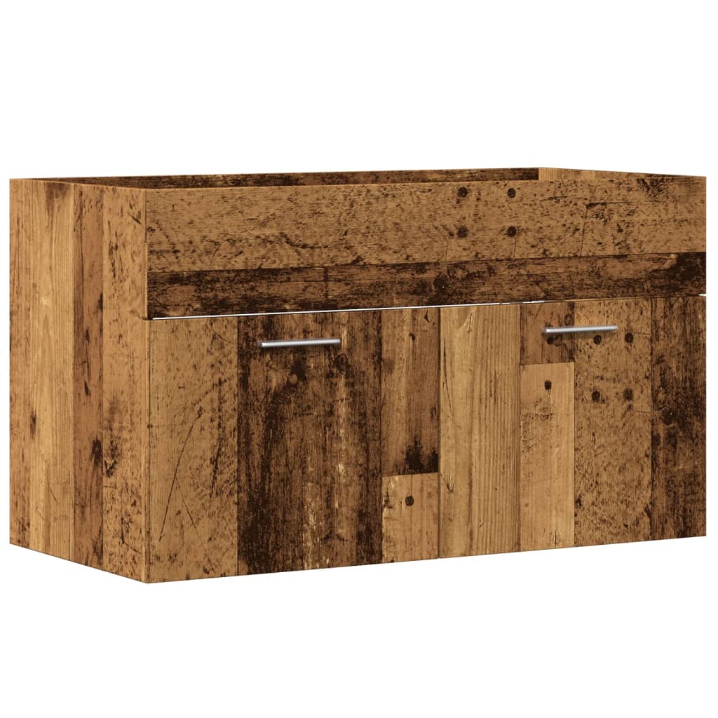 Wastafelkast 90x38,5x46 cm bewerkt hout oud houtkleurig is nu te koop bij PeponiXL, paradijselijk wonen!