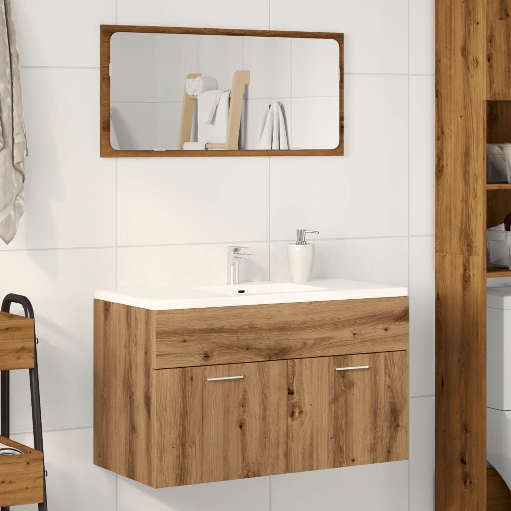 Wastafelkast 90x38,5x46 cm bewerkt hout artisanaal eikenkleur is nu te koop bij PeponiXL, paradijselijk wonen!
