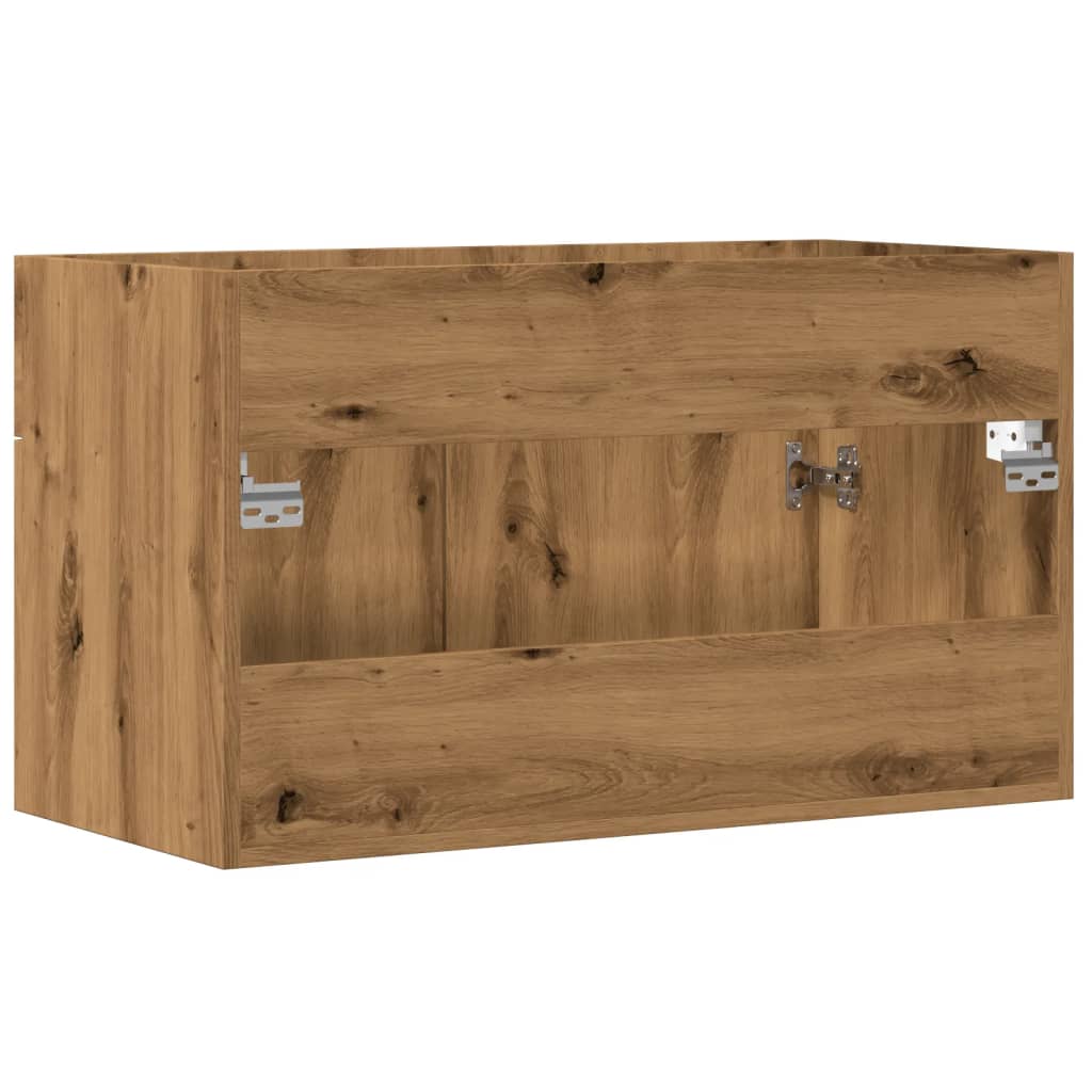 Wastafelkast 90x38,5x46 cm bewerkt hout artisanaal eikenkleur is nu te koop bij PeponiXL, paradijselijk wonen!