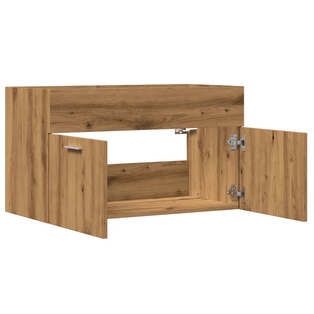 Wastafelkast 90x38,5x46 cm bewerkt hout artisanaal eikenkleur is nu te koop bij PeponiXL, paradijselijk wonen!