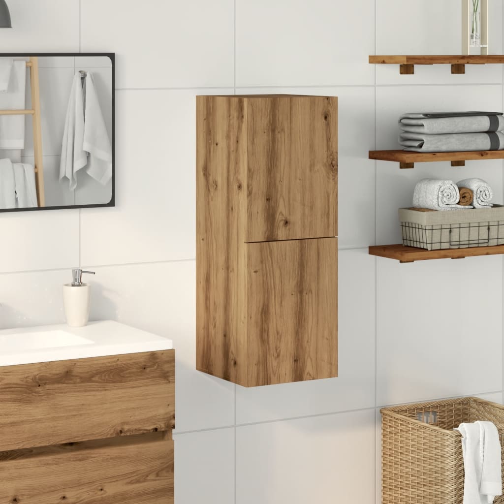 Badkamerwandkast 30x30x80 cm bewerkt hout artisanaal eikenkleur is nu te koop bij PeponiXL, paradijselijk wonen!