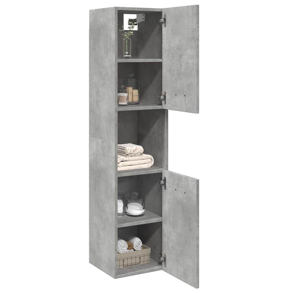 Badkamerwandkast 30x30x130 cm bewerkt hout betongrijs is nu te koop bij PeponiXL, paradijselijk wonen!