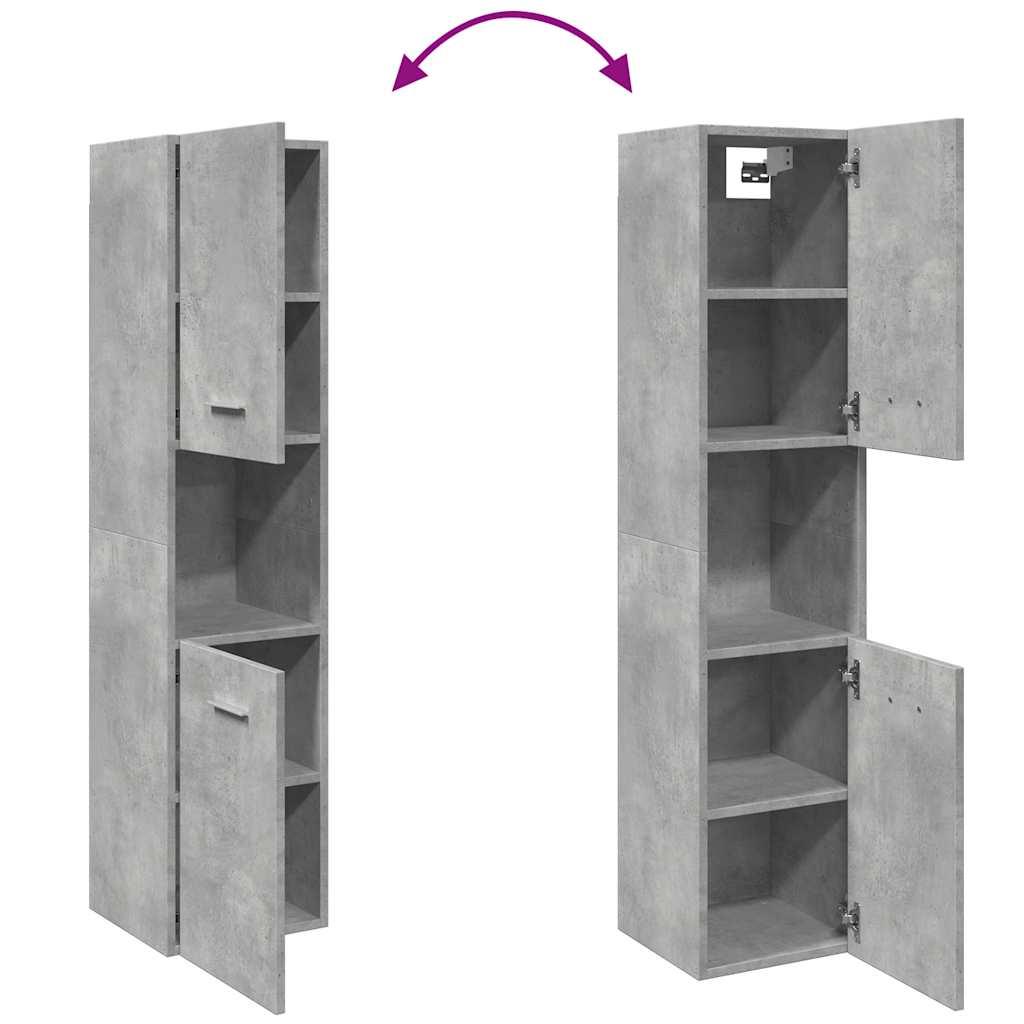 Badkamerwandkast 30x30x130 cm bewerkt hout betongrijs is nu te koop bij PeponiXL, paradijselijk wonen!
