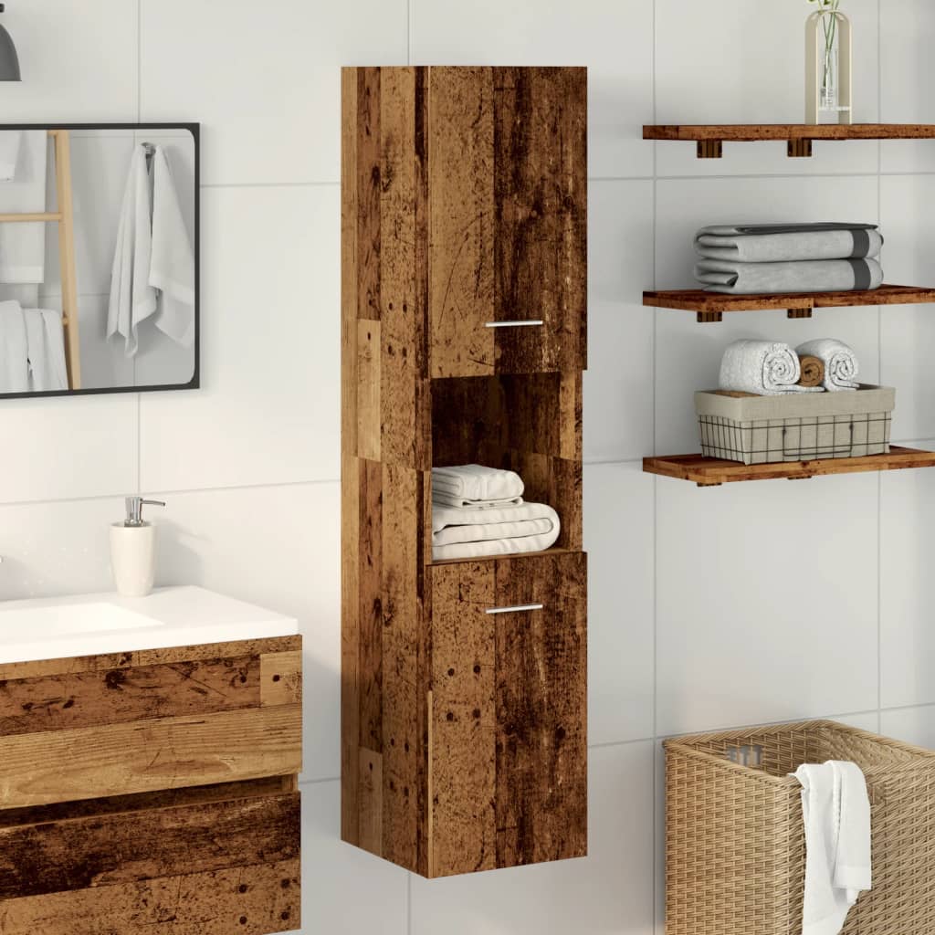 Badkamerwandkast 30x30x130 cm bewerkt hout oud houtkleurig is nu te koop bij PeponiXL, paradijselijk wonen!