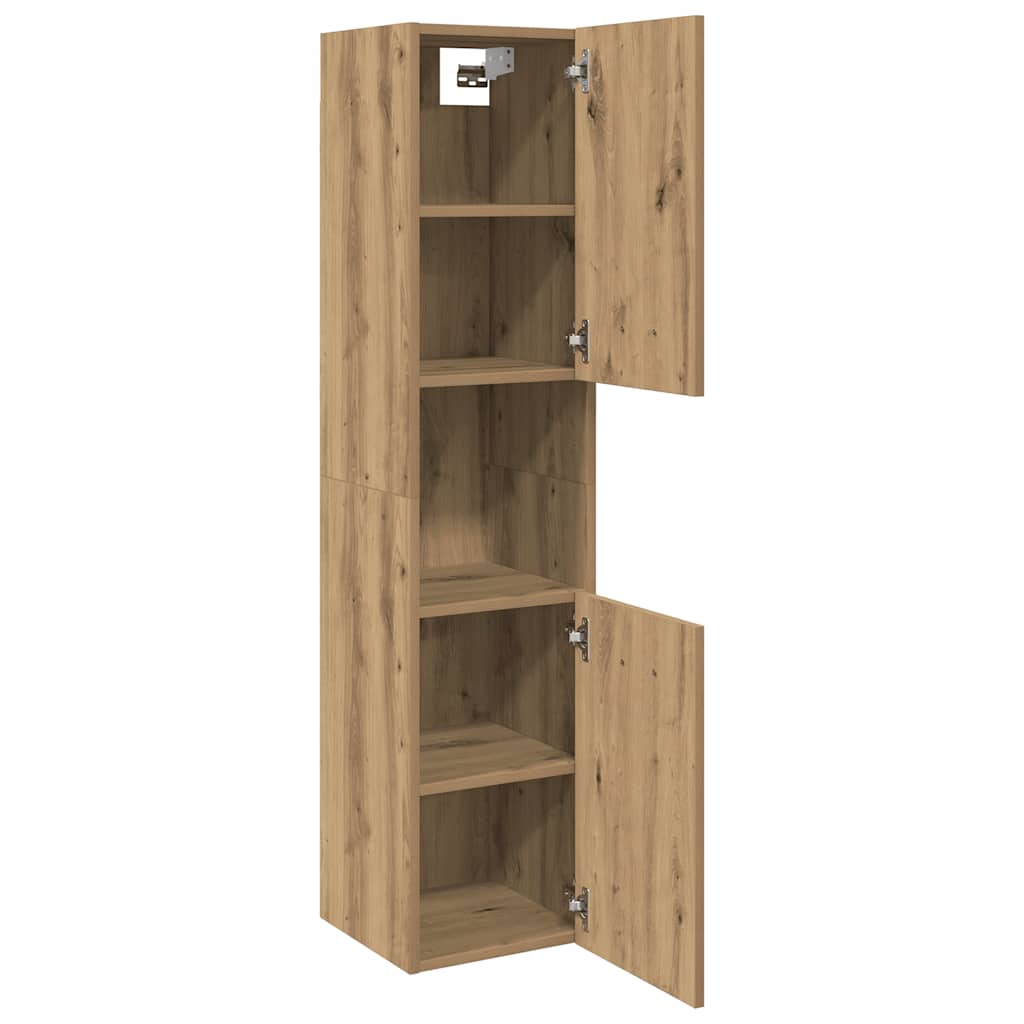 Badkamerwandkast 30x30x130cm bewerkt hout artisanaal eikenkleur is nu te koop bij PeponiXL, paradijselijk wonen!