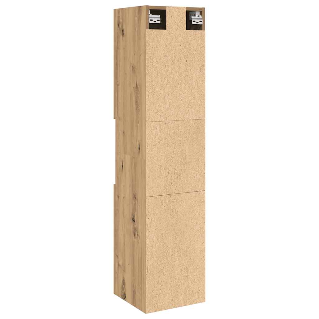 Badkamerwandkast 30x30x130cm bewerkt hout artisanaal eikenkleur is nu te koop bij PeponiXL, paradijselijk wonen!