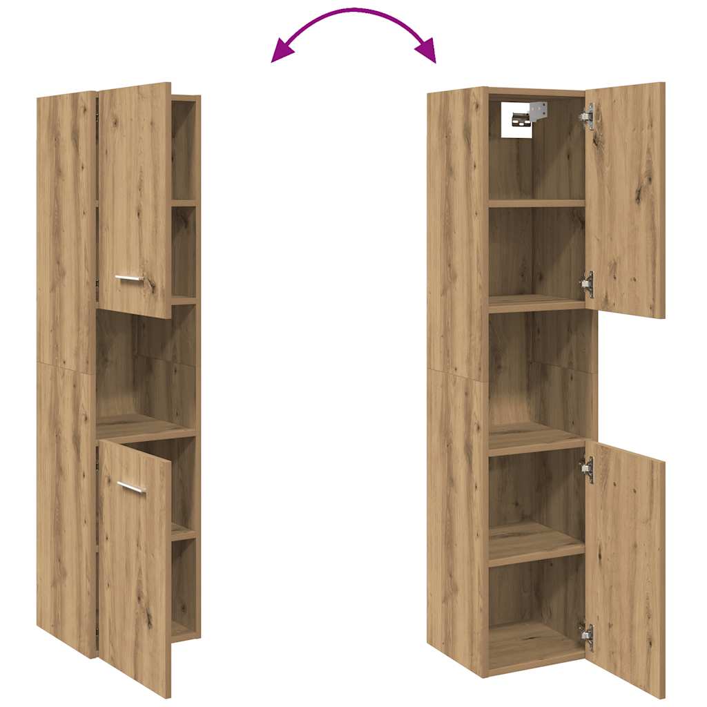 Badkamerwandkast 30x30x130cm bewerkt hout artisanaal eikenkleur is nu te koop bij PeponiXL, paradijselijk wonen!