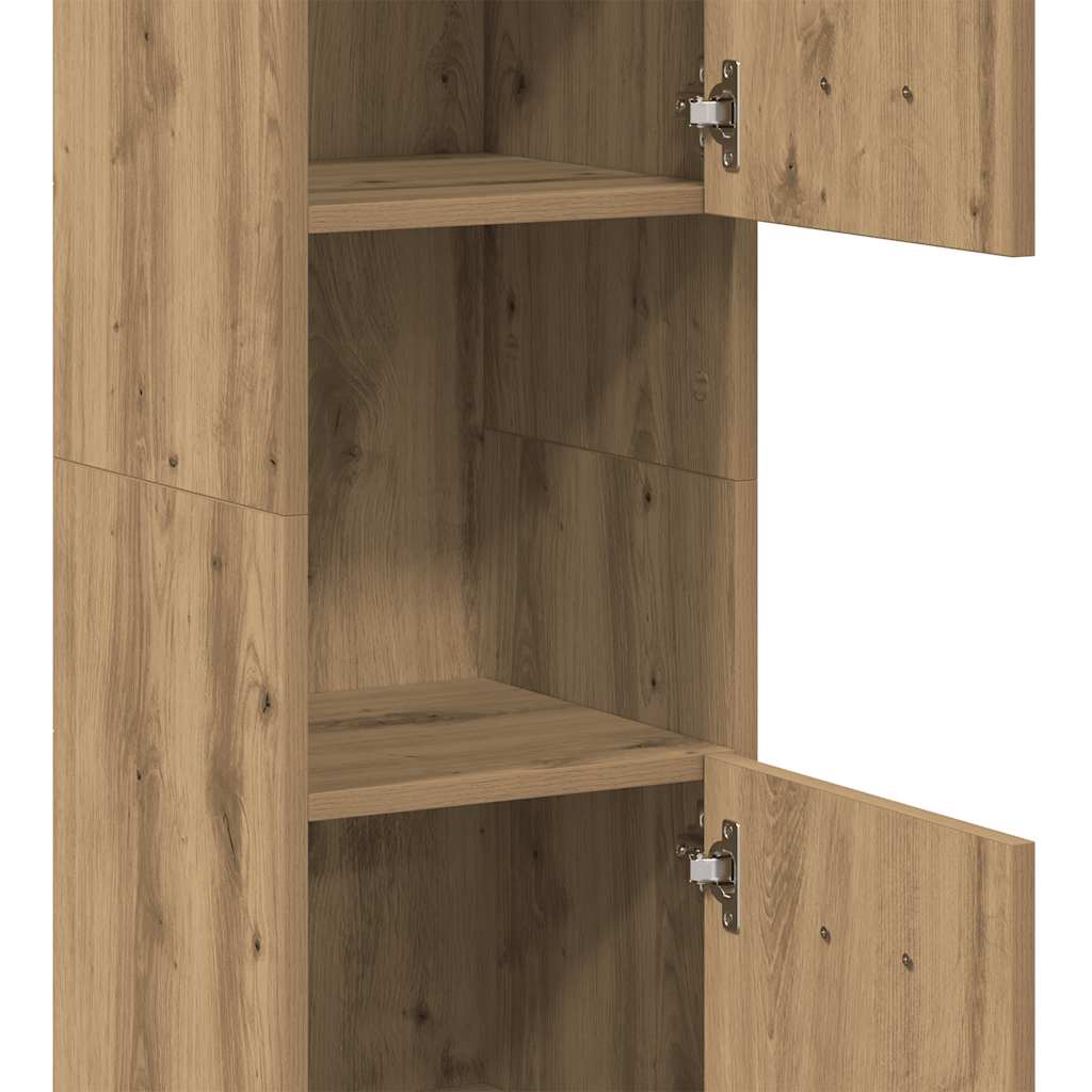 Badkamerwandkast 30x30x130cm bewerkt hout artisanaal eikenkleur is nu te koop bij PeponiXL, paradijselijk wonen!