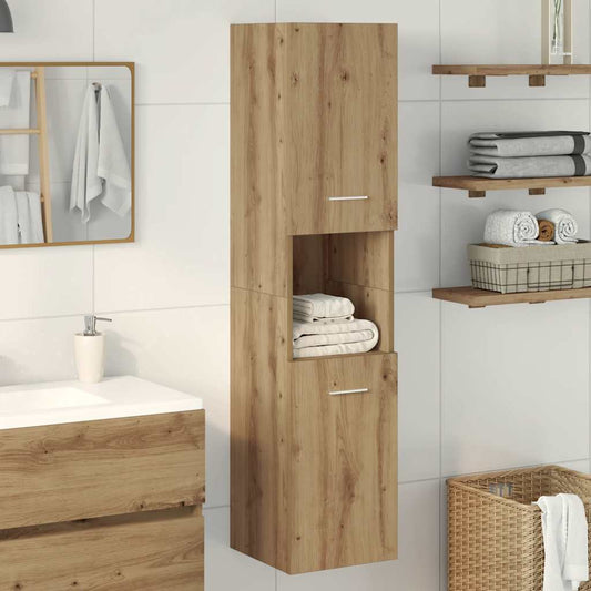 Badkamerwandkast 30x30x130cm bewerkt hout artisanaal eikenkleur is nu te koop bij PeponiXL, paradijselijk wonen!