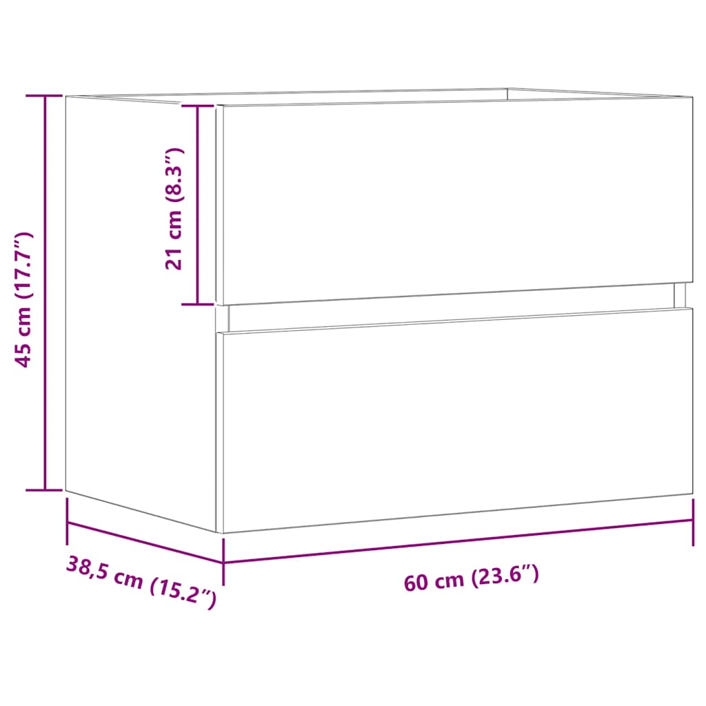 Badkamerkast 60x38,5x45 cm bewerkt hout artisanaal eikenkleurig is nu te koop bij PeponiXL, paradijselijk wonen!