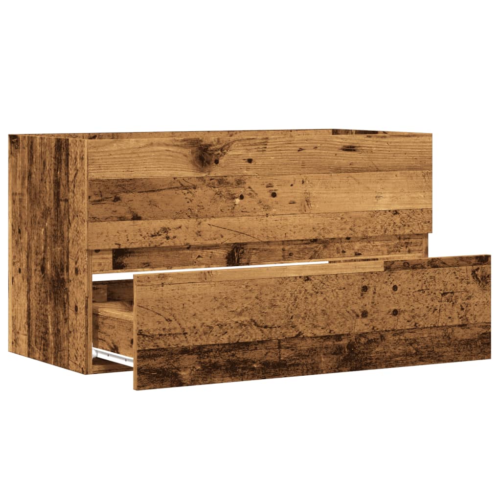 Wastafelkast 90x38,5x45 cm bewerkt hout oud houtkleurig is nu te koop bij PeponiXL, paradijselijk wonen!