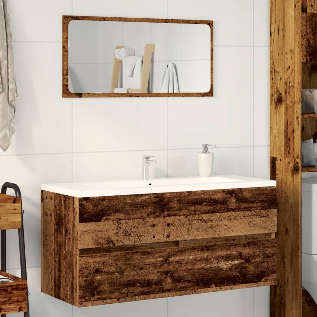 Wastafelkast 100x38,5x45 cm bewerkt hout oud houtkleurig is nu te koop bij PeponiXL, paradijselijk wonen!