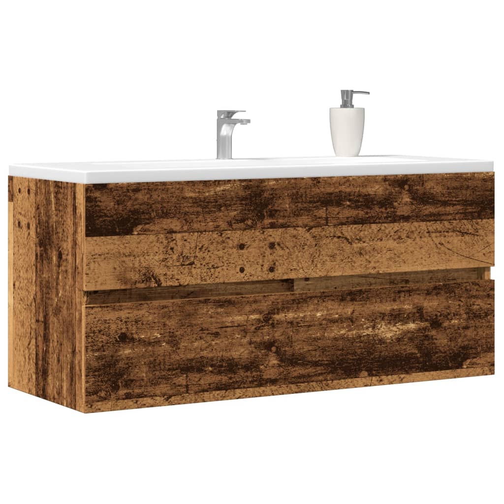 Wastafelkast 100x38,5x45 cm bewerkt hout oud houtkleurig is nu te koop bij PeponiXL, paradijselijk wonen!