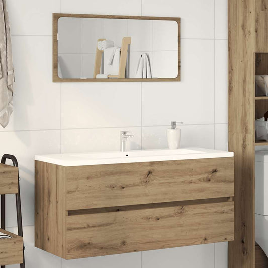 Wastafelkast 100x38,5x45 cm bewerkt hout artisanaal eikenkleur is nu te koop bij PeponiXL, paradijselijk wonen!