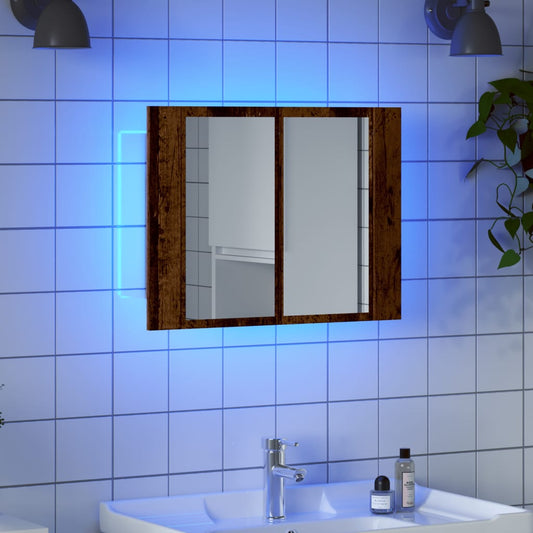 Spiegelkast LED 60x12x45 cm bewerkt hout oud houtkleurig is nu te koop bij PeponiXL, paradijselijk wonen!