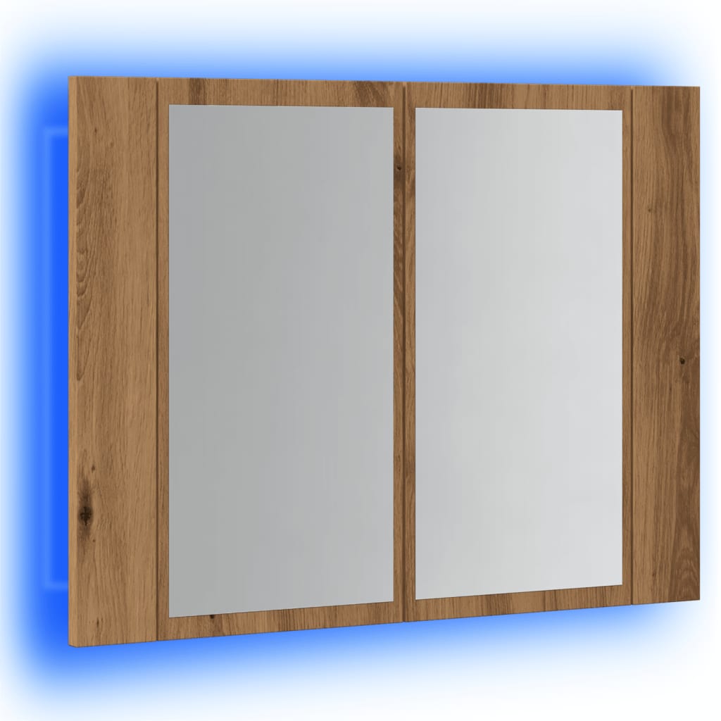 Spiegelkast LED 60x12x45 cm bewerkt hout artisanaal eikenkleur is nu te koop bij PeponiXL, paradijselijk wonen!