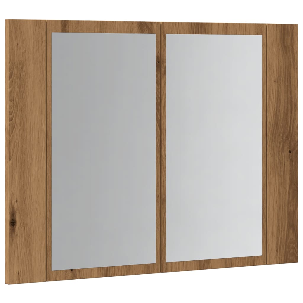 Spiegelkast LED 60x12x45 cm bewerkt hout artisanaal eikenkleur is nu te koop bij PeponiXL, paradijselijk wonen!
