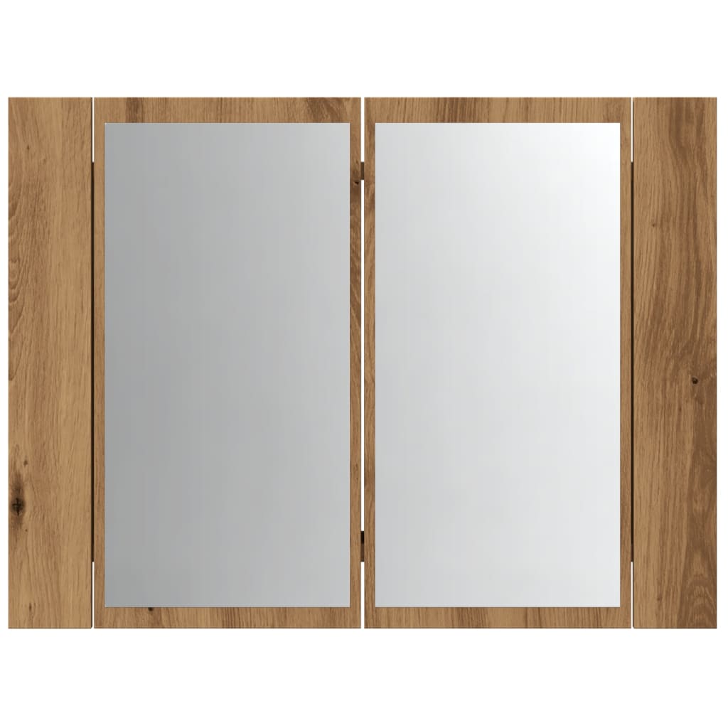 Spiegelkast LED 60x12x45 cm bewerkt hout artisanaal eikenkleur is nu te koop bij PeponiXL, paradijselijk wonen!