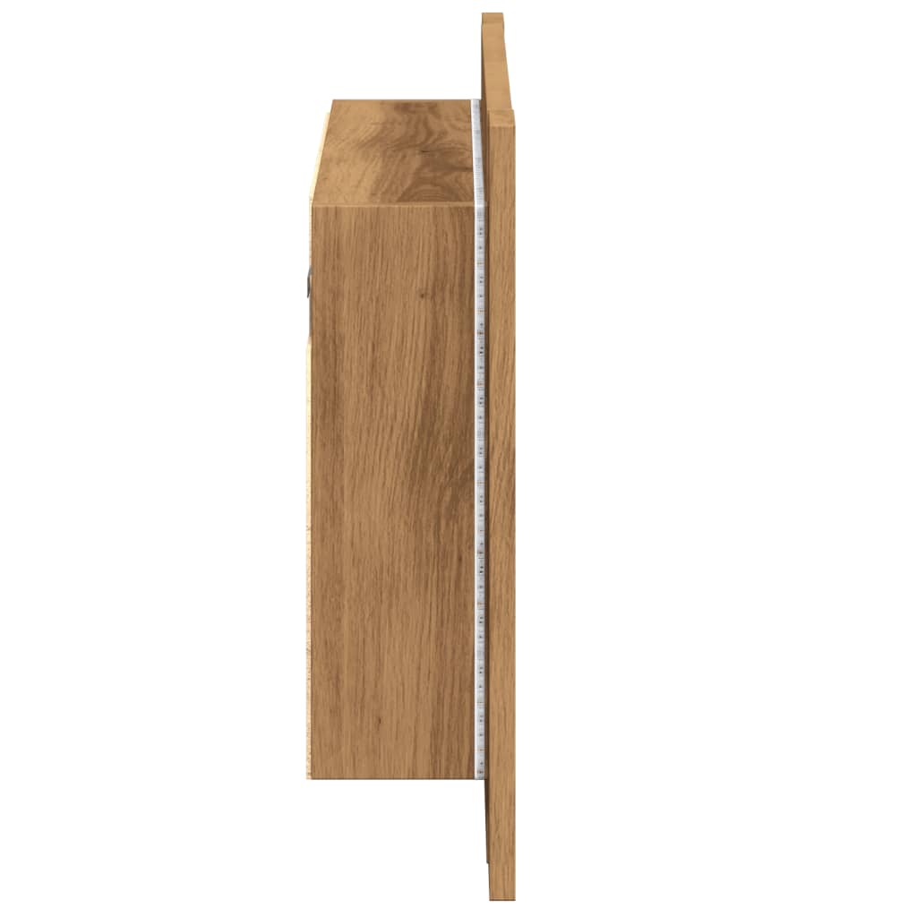 Spiegelkast LED 60x12x45 cm bewerkt hout artisanaal eikenkleur is nu te koop bij PeponiXL, paradijselijk wonen!