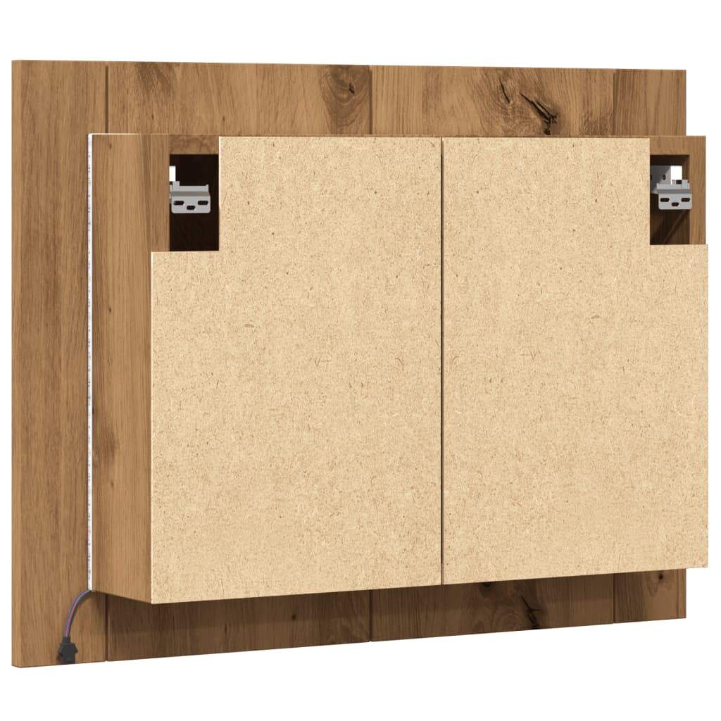 Spiegelkast LED 60x12x45 cm bewerkt hout artisanaal eikenkleur is nu te koop bij PeponiXL, paradijselijk wonen!
