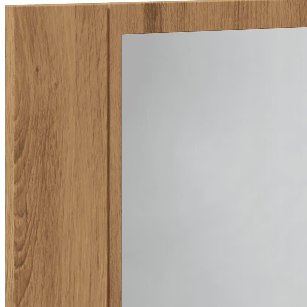 Spiegelkast LED 60x12x45 cm bewerkt hout artisanaal eikenkleur is nu te koop bij PeponiXL, paradijselijk wonen!