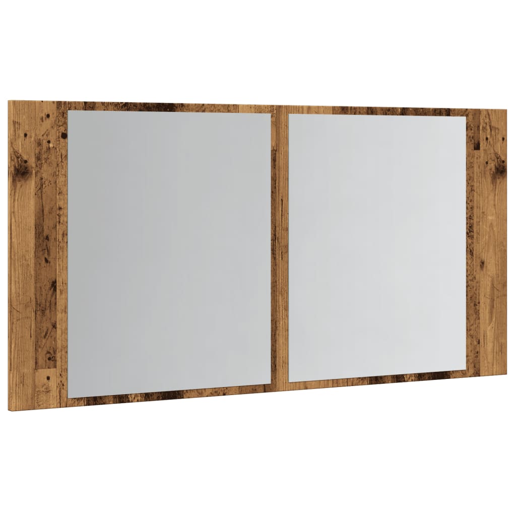 Spiegelkast LED 90x12x45 cm bewerkt hout oud houtkleurig is nu te koop bij PeponiXL, paradijselijk wonen!