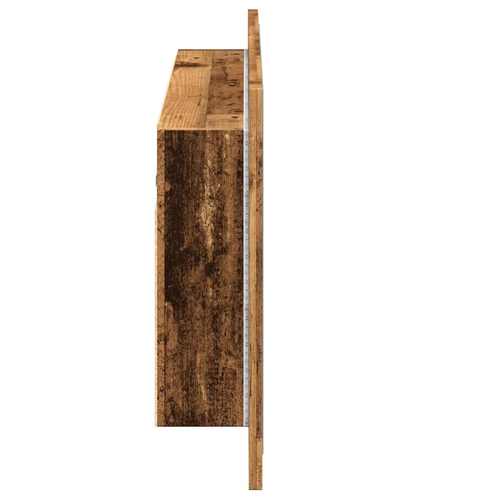 Spiegelkast LED 90x12x45 cm bewerkt hout oud houtkleurig is nu te koop bij PeponiXL, paradijselijk wonen!