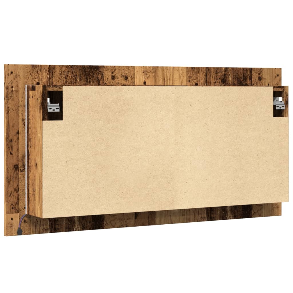 Spiegelkast LED 90x12x45 cm bewerkt hout oud houtkleurig is nu te koop bij PeponiXL, paradijselijk wonen!