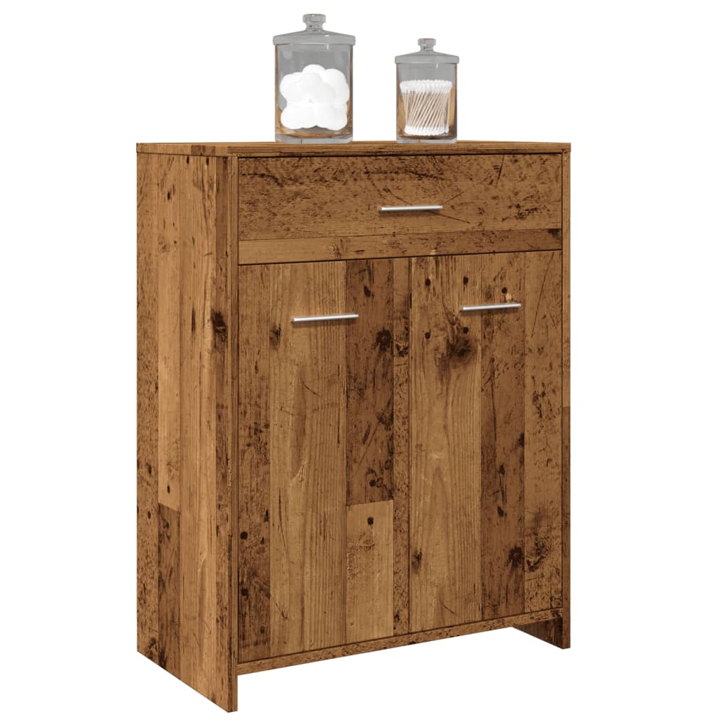 Badkamerkast 60x33x80 cm bewerkt hout oud houtkleurig is nu te koop bij PeponiXL, paradijselijk wonen!