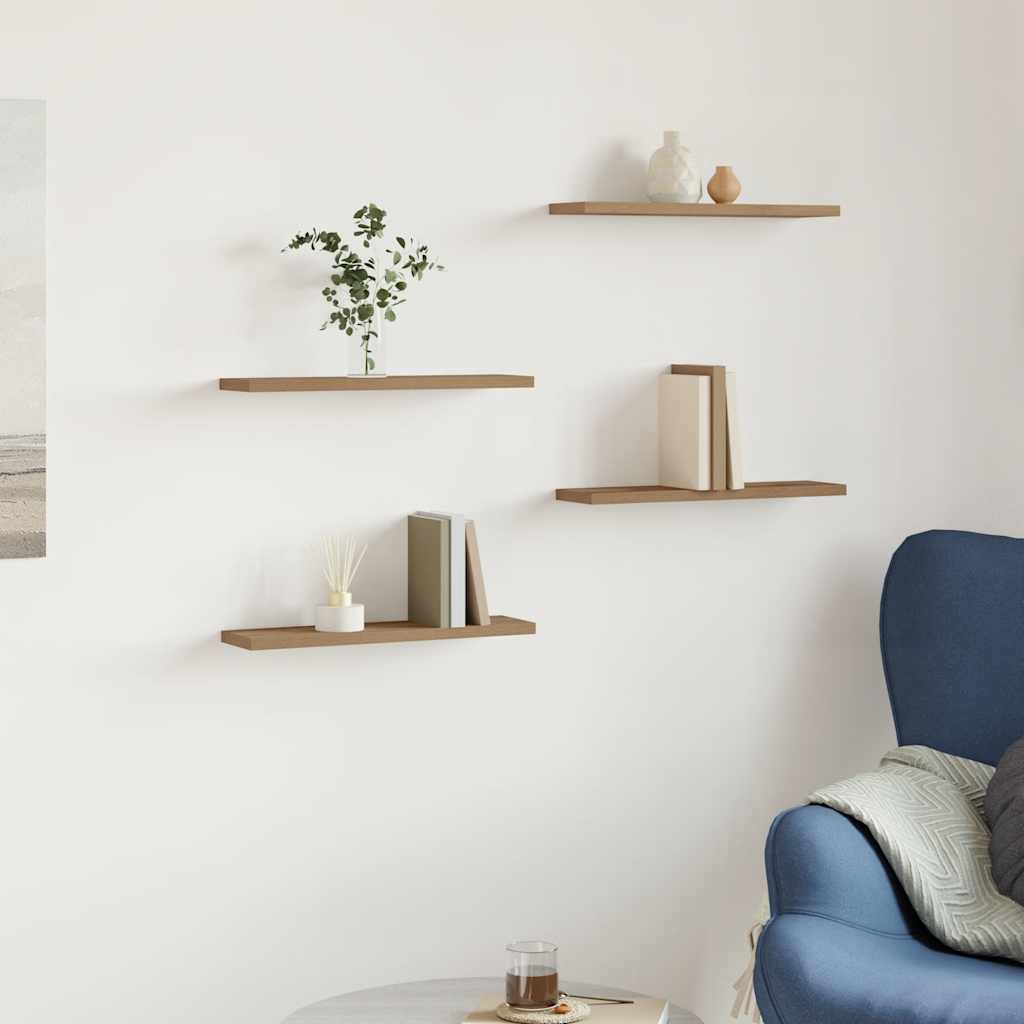 Wandschappen 4 st 40x10x1,5 cm bewerkt hout artisanaal eiken is nu te koop bij PeponiXL, paradijselijk wonen!