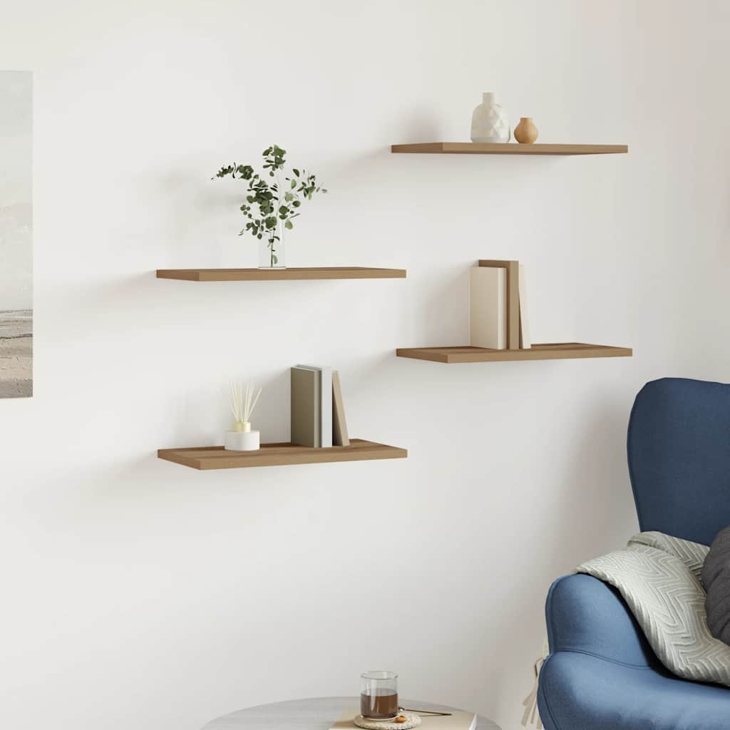 Wandschappen 4 st 40x20x1,5 cm bewerkt hout artisanaal eiken is nu te koop bij PeponiXL, paradijselijk wonen!