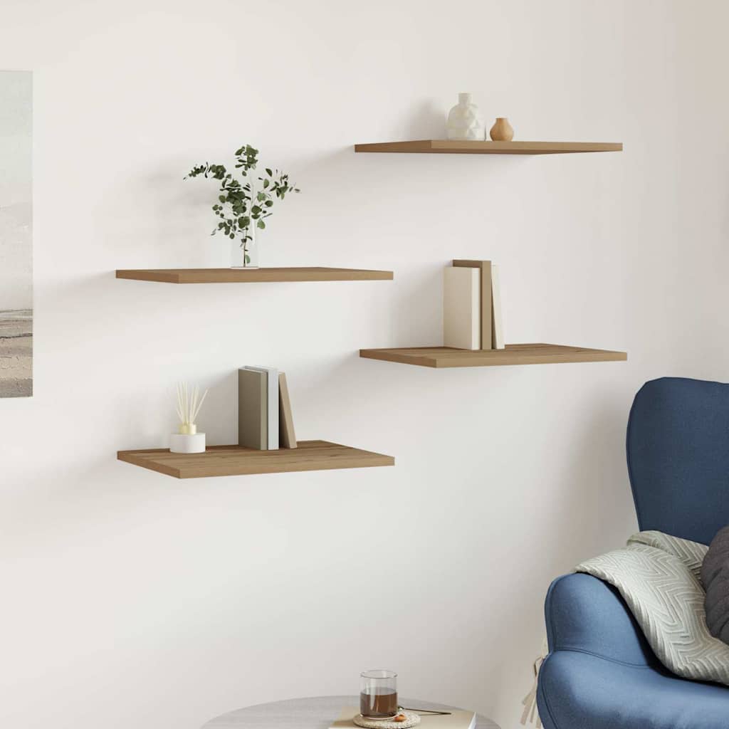 Wandschappen 4 st 40x30x1,5 cm bewerkt hout artisanaal eiken is nu te koop bij PeponiXL, paradijselijk wonen!