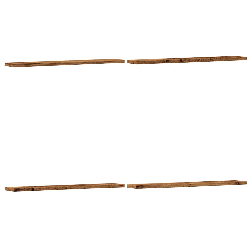 Wandschappen 4 st 60x10x1,5 cm bewerkt hout oud houtkleurig is nu te koop bij PeponiXL, paradijselijk wonen!