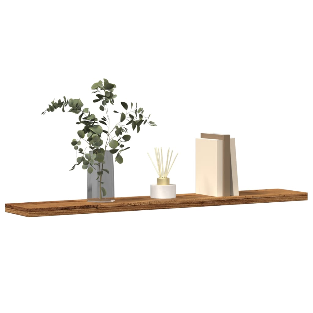 Wandschappen 4 st 60x10x1,5 cm bewerkt hout oud houtkleurig is nu te koop bij PeponiXL, paradijselijk wonen!