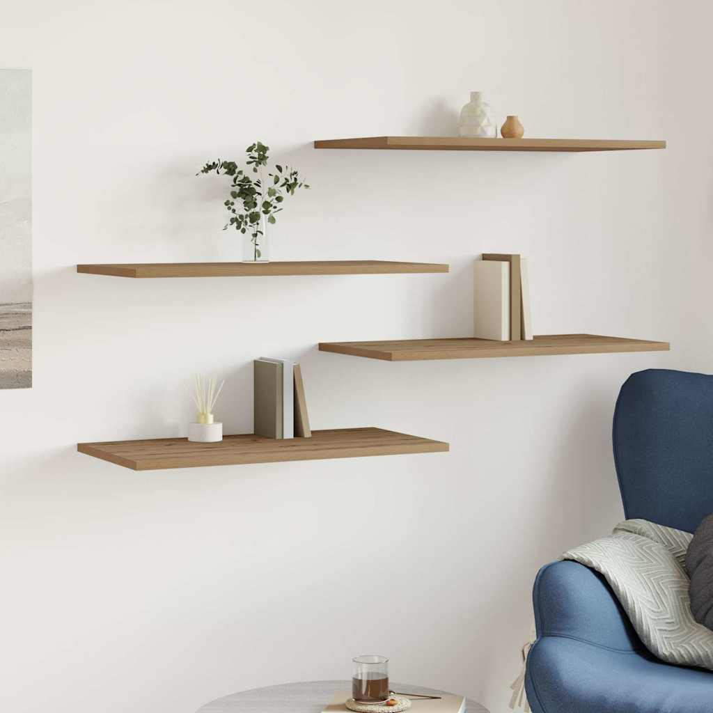 Wandschappen 4 st 60x30x1,5 cm bewerkt hout artisanaal eiken is nu te koop bij PeponiXL, paradijselijk wonen!