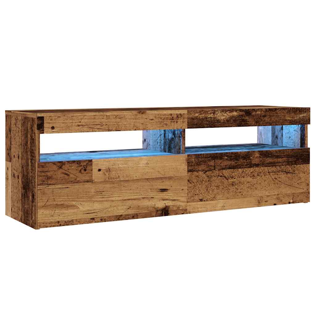 Tv-meubel met LED 120x35x40 cm bewerkt hout oud hout is nu te koop bij PeponiXL, paradijselijk wonen!