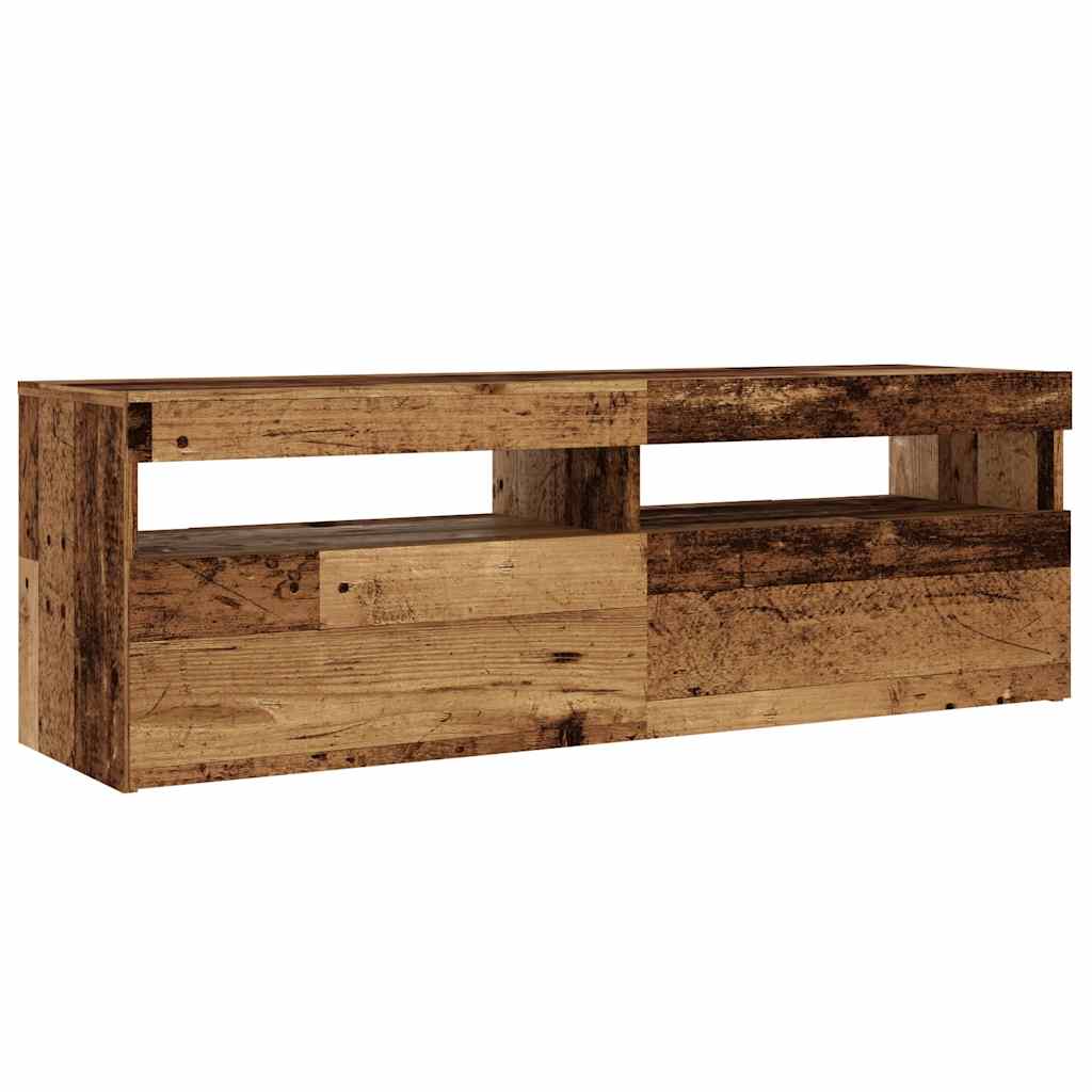 Tv-meubel met LED 120x35x40 cm bewerkt hout oud hout is nu te koop bij PeponiXL, paradijselijk wonen!