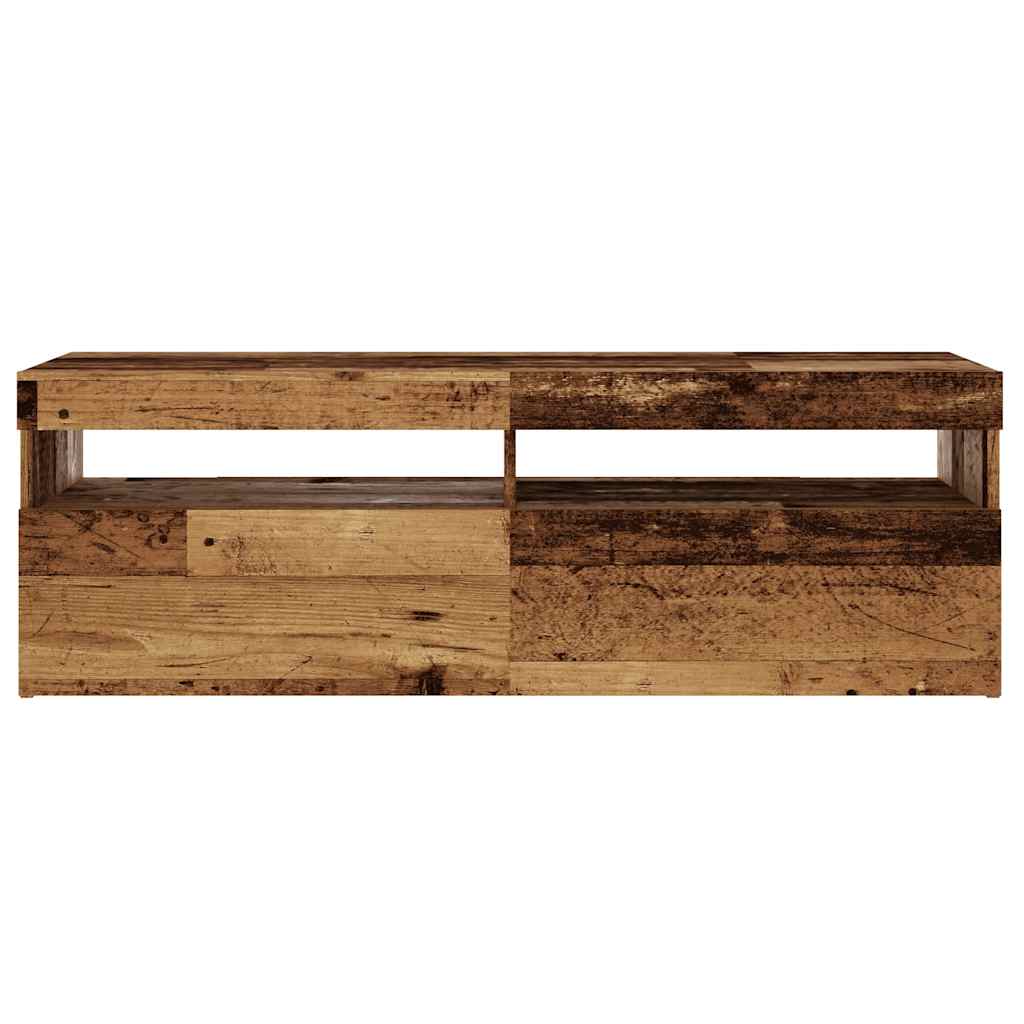 Tv-meubel met LED 120x35x40 cm bewerkt hout oud hout is nu te koop bij PeponiXL, paradijselijk wonen!