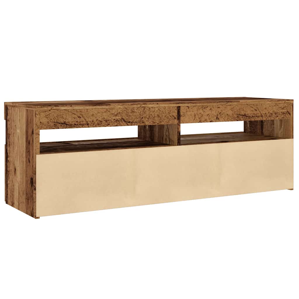 Tv-meubel met LED 120x35x40 cm bewerkt hout oud hout is nu te koop bij PeponiXL, paradijselijk wonen!