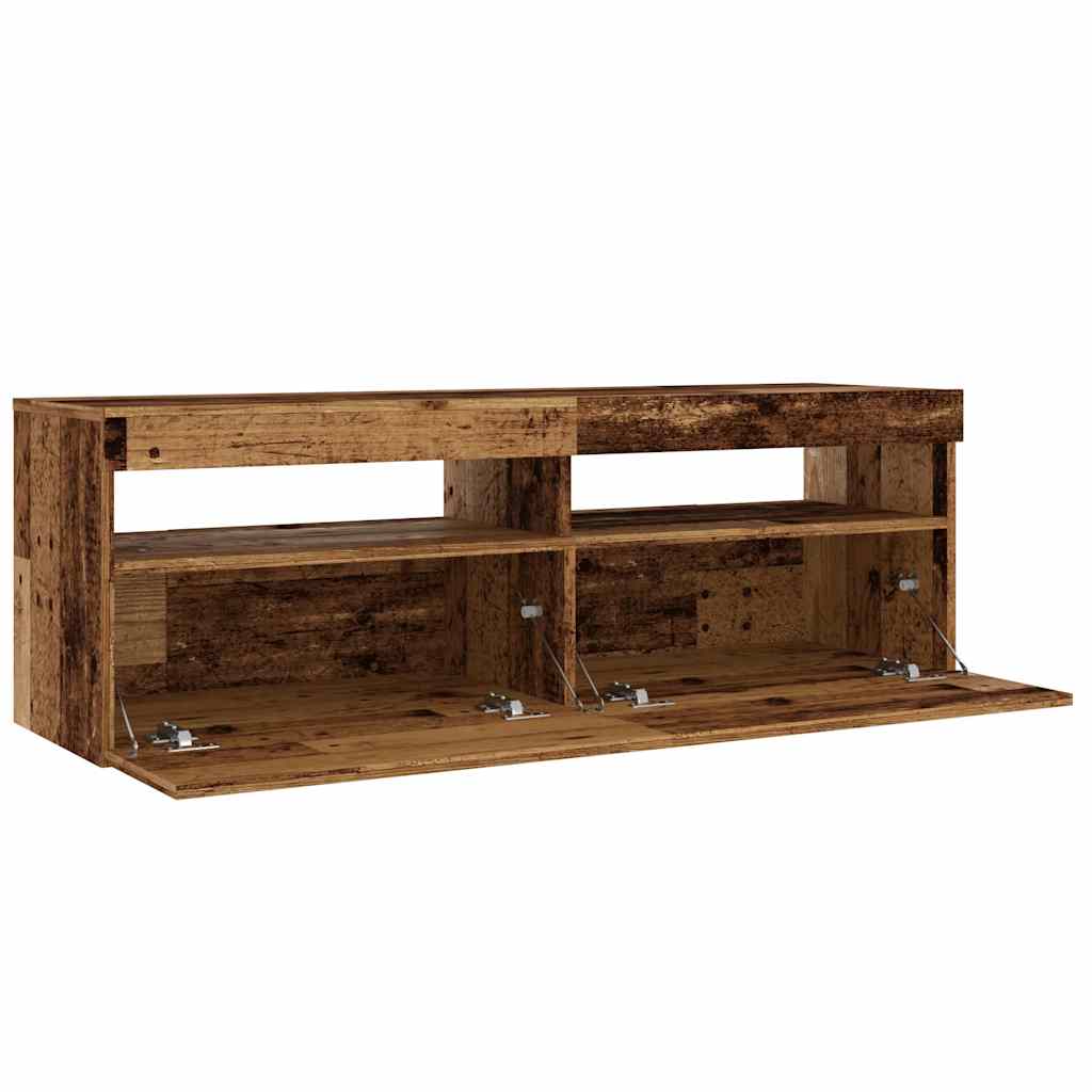 Tv-meubel met LED 120x35x40 cm bewerkt hout oud hout is nu te koop bij PeponiXL, paradijselijk wonen!